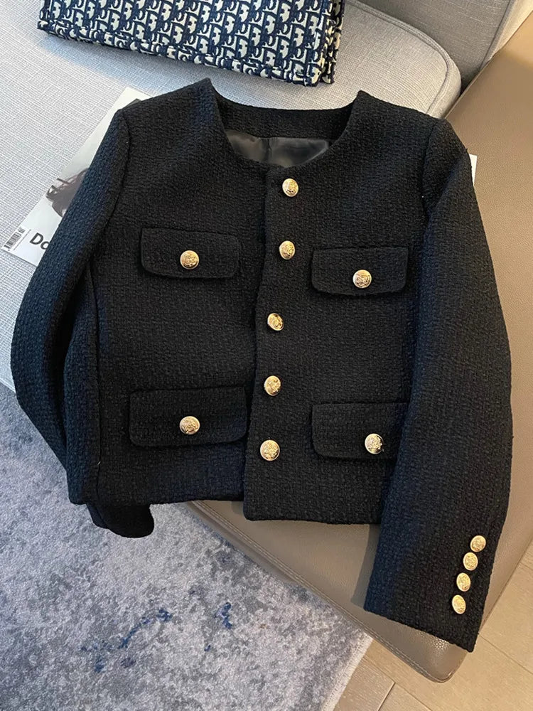 Tweed Jacket Woolen Short Coats Crop Top