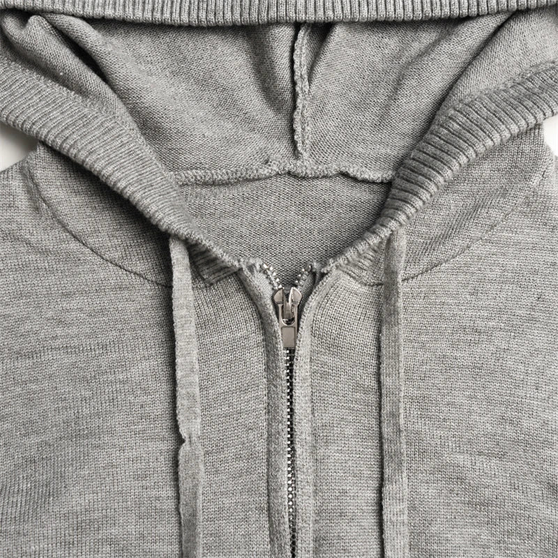 Tracksuit Long Sleeve Zipper Hooded Sweater Jackets Crop Top